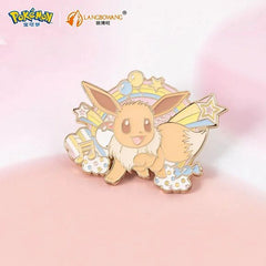 Celebrate one of Pokémon's most beloved companions with the Langbowang Pokémon Nijiiro Pop Series Eevee Metal Enamel Pin Badge! Featuring Eevee in an adorable pastel-inspired design surrounded by colorful rainbows, stars, music notes, Poké Balls, and candy accents, this beautifully crafted enamel pin is the perfect addition to any Pokémon collection.
Part of Langbowang's Nijiiro Pop Series, this premium-quality hard enamel pin features vibrant pastel colors, polished gold-tone metal, and intricate detailin