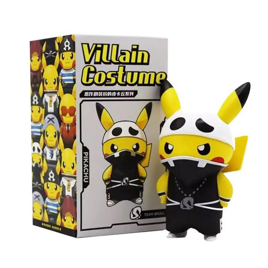 What if Pikachu joined the villain teams? The Pokémon Villain Costume Pikachu series reimagines everyone’s favorite Electric-type Pokémon dressed in outfits inspired by iconic villain organizations from the Pokémon universe!
This fun collectible figure lineup features Pikachu wearing stylized costumes inspired by infamous teams such as Team Skull and other villain-themed looks, complete with matching accessories, sunglasses, uniforms, and playful expressions. The compact figure design and colorful packagin