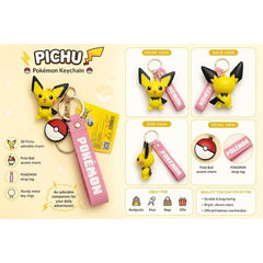 Carry a little Pokémon happiness wherever you go with this adorable Pichu Keychain! Featuring a detailed 3D Pichu figure with its signature oversized ears, rosy cheeks, and cheerful smile, this charming accessory is perfect for Pokémon Trainers and collectors alike.
The keychain includes a classic Poké Ball accent charm, a durable Pokémon-branded pink wrist strap, and sturdy metal hardware for easy attachment to keys, backpacks, purses, luggage, and more. Made from high-quality PVC with vibrant colors and