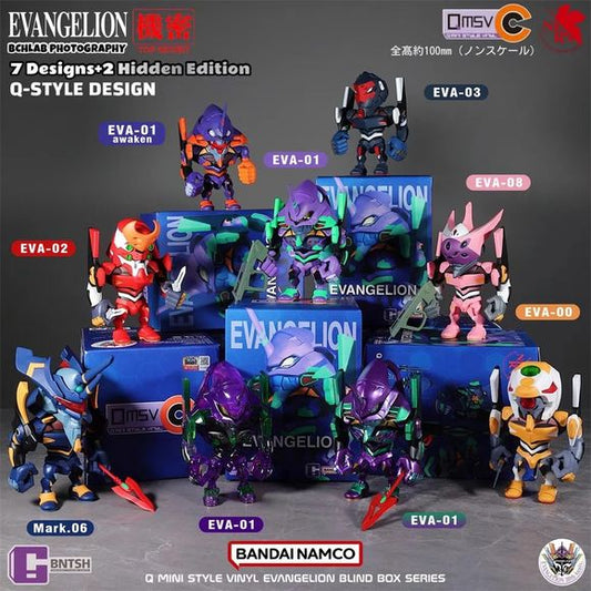 Enter the world of Neon Genesis Evangelion with the adorable and highly collectible QMSV-C Evangelion Vol. 1 Blind Box Series! Featuring stylized “Q-Style” mini figures inspired by iconic EVA units, this blind box collection combines detailed sculpting with a fun chibi design perfect for anime fans and collectors alike.
Each blind box contains 1 random sealed figure from the series lineup, including fan-favorite units such as EVA-00, EVA-01, EVA-02, EVA-03, EVA-08, Mark.06, and special hidden editions. Sta
