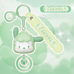 Bring a little puppy charm wherever you go with the Langbowang Holly Box Sanrio Characters Fluffy Bear Vinyl Keychain - Pochacco! This adorable accessory features Pochacco dressed in a fluffy bear-inspired hood, giving the energetic Sanrio favorite an irresistibly cute new look.
Designed in soft green and white pastel tones, the keychain includes a matching Pochacco logo strap and a dangling jingle bell charm that creates a pleasant ringing sound with movement. Crafted from durable PVC/vinyl materials and