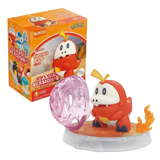 <p>Add the cheerful Fire-type starter <strong>Fuecoco</strong> to your collection with the <strong>Blokees Pokémon Classic Version-S Fuecoco Power Attack Figure</strong>!</p>
<p>This officially licensed Pokémon collectible recreates Fuecoco in Blokees' stylized figure format, featuring its bright red-and-cream coloring, expressive face, and lovable round design.</p>
<p>Part of the <strong>Classic Version-S Power Attack</strong> series, Fuecoco comes with a detailed display base and translucent effect part