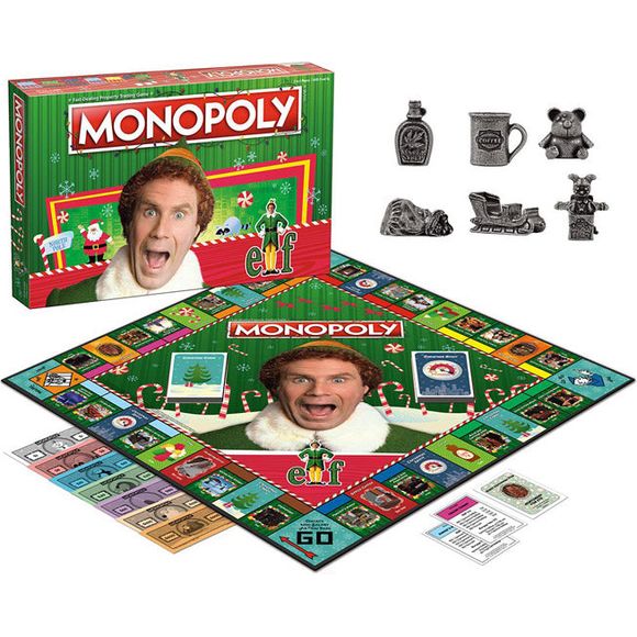 "Son of a nutcracker!" Fans of the classic holiday film Elf will be tickled pink as they travel down memory lane in this re-imagined version of Monopoly. With iconic characters, locations, and quotes, Christmas cheer will sure be sung loud for all to hear in MONOPOLY: Elf. Relive the hilarious movie Elf featuring the journey of Buddy The Elf from the North Pole where he passed the seven levels of the candy cane forest, through the sea of swirly-twirly gum drops, and then through the Lincoln Tunnel. Houses r
