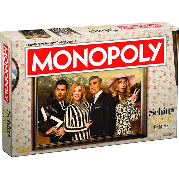 MONOPOLY: Schitt's Creek
Regroup the family and your dignity to make your way up in MONOPOLY: Schitt’s Creek, based on the hilarious Emmy Award-winning comedy series. Join the Rose family on opportunistic adventures as you buy, sell, and trade popular locations from the show, including The Rosebud Motel, Bob’s Garage, Herb Ertlinger Winery, and more. Celebrate tongue-in-cheek victories with Hello You and Love That Journey for Me cards, while rent and taxes like Roland’s Truck and “That’s Not a Write Off!”