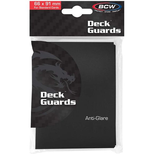 BCW Deck Guards are rigid enough to protect your cards' corners while the matte finish makes them easy to shuffle. The ultra-clear matte front helps make your cards legible from across the table. Strong welds and durable material means you won't bow out before you're done. These card sleeves will turn heads as you crank up your game like a pro and tack another victory on your scorecard. Give your other sleeves the boot and tap into your unspent power with BCW Double Matte Deck Guards.