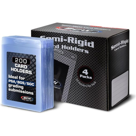 The best graded card submission sleeve in the market. These Deluxe holders are a real time Saver and offer sturdy protection. They work great when mailing in your cards for Grading. BCW semi-rigid card holders are made from rigid, stationary-grade PVC. It contains no plasticizers or stearates. Our high quality PVC does not migrate and will not harm your cards.