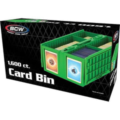 The BCW Card Bin is a premium version of the cardboard, 2-row Shoe Box. Instead of corrugated cardboard, Card Bins are made from durable, acid-free plastic. These Card Bins have a pair of hinged lids that fold over the sides when open. When closed, latches keep the lids shut and cards secure. Card Bins are stackable with feet on the bottom that rest in the lid of the bin below it to prevent sliding. The rows in the bins are notched along the top to hold separating partitions. Two Card Bin Partitions come wi