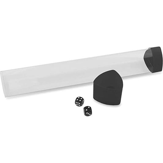 Includes two free 6-sided dice Tri-oval design won't roll off the table Oversized cap allows for dice storage Clear tube with black cap and dice Length: 14 3/8"_BCW Playmat Tubes are made of durable plastic and feature a shape that won't just roll off the table. These tubes also include an extra, tall cap. The cap not only protects the end of the tube and prevents breakage from falls, but allows plenty of space for dice storage