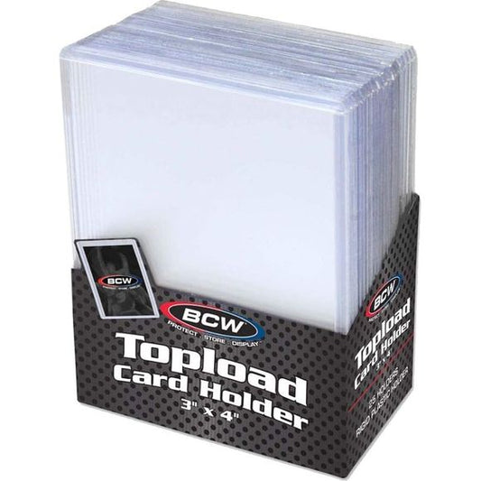 BCW standard 3x4 top loading card holders are made of high-quality, rigid PVC. These top loading holders are some of the most popular rigid individual card holders in the collectible card industry. Use this product to protect, store or display collectible baseball cards, football cards, hockey cards, or other Trading cards like Magic the gathering, pokémon, yugioh, and others.