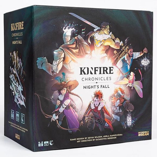 KINFIRE CHRONICLES: NIGHT'S FALL is a cooperative campaign game for 1-4 players that blends thrilling fantasy adventure with tactical, edge-of-your-seat combat. Play as one of six unique Seekers, sworn to protect the city of Din’Lux and help rebuild the world beyond. Armed with kinfire lanterns, you’ll brave the Starless Nights, battle the creatures that emerge, and guard each others’ backs against the malevolent forces trying to stop you. Explore the sprawling city of Din’Lux and the treacherous wilds beyo