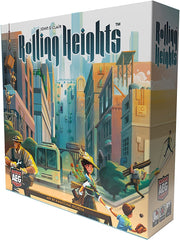 ROLLING HEIGHTS: Roll Your Meeples, Build the City! It's the 1920's and your career as a general contractor is about to take off. You have just started your business in a rapidly expanding city. However, fierce competitors are nipping at your heels. Will you be able to motivate your workers to keep up with the flow of lucrative contracts coming your way, or will one of your crafty rivals find a way to surpass you? In Rolling Heights, players roll workers in the form of meeples. Standing meeples work hard th