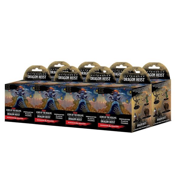 A bustling city filled with merchants, heroes, & villains awaits you in this dad icons of the realms release! water deep Dragon heist includes exciting new player characters & monsters like the human Warlock of the fiend & the devilish pit fiend. Some of water deep's most notorious villains make an appearance, including the Founder of the zhentarim, the mysterious manshoon. This set includes several popular animals for all your wild shape needs, such as the tactical dire Wolf & the vicious brown bear. Colle