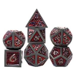 The perfect companion for your gaming needs! These premium die-cast polyhedral dice are exactly what you've been searching for that upcoming game night with the group. Each set weighs roughly 5 ounces and are stored in a quality, brushed metal tin with foam insert. These dice are engraved with crisp, easy-to-read numerals. Many styles and colors are available.
This set includes on of each: d20, d12, d10, d10 (percentile), d8, d6, and a d4 (7 dice in total). All inside the Galactic Toys Dice Tin.