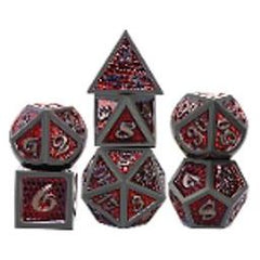The perfect companion for your gaming needs! These premium die-cast polyhedral dice are exactly what you've been searching for that upcoming game night with the group. Each set weighs roughly 5 ounces and are stored in a quality, brushed metal tin with foam insert. These dice are engraved with crisp, easy-to-read numerals. Many styles and colors are available.
This set includes on of each: d20, d12, d10, d10 (percentile), d8, d6, and a d4 (7 dice in total). All inside the Galactic Toys Dice Tin.