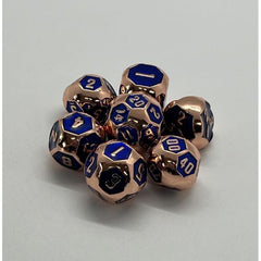 Galactic Dice Premium Dice Sets - Ball Dice Copper & Blue (Ver 31) Set of 7 Dice with Tin