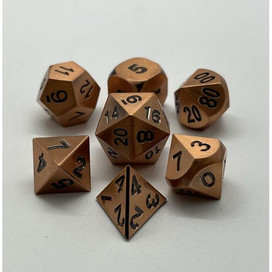 The perfect companion for your gaming needs! These premium die-cast polyhedral dice are exactly what you've been searching for that upcoming game night with the group. Each set weighs roughly 5 ounces and are stored in a quality, brushed metal tin with foam insert. These dice are engraved with crisp, easy-to-read numerals. Many styles and colors are available.
This set includes on of each: d20, d12, d10, d10 (percentile), d8, d6, and a d4 (7 dice in total). All inside the Galactic Toys Dice Tin.