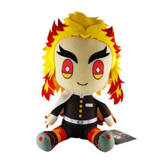 A plushie of 'Kyojuro Rengoku' from Demon Slayer. Approximately 9" tall.