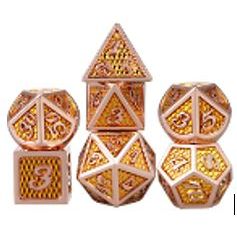 The perfect companion for your gaming needs! These premium die-cast polyhedral dice are exactly what you've been searching for that upcoming game night with the group. Each set weighs roughly 5 ounces and are stored in a quality, brushed metal tin with foam insert. These dice are engraved with crisp, easy-to-read numerals. Many styles and colors are available.
This set includes on of each: d20, d12, d10, d10 (percentile), d8, d6, and a d4 (7 dice in total). All inside the Galactic Toys Dice Tin.
