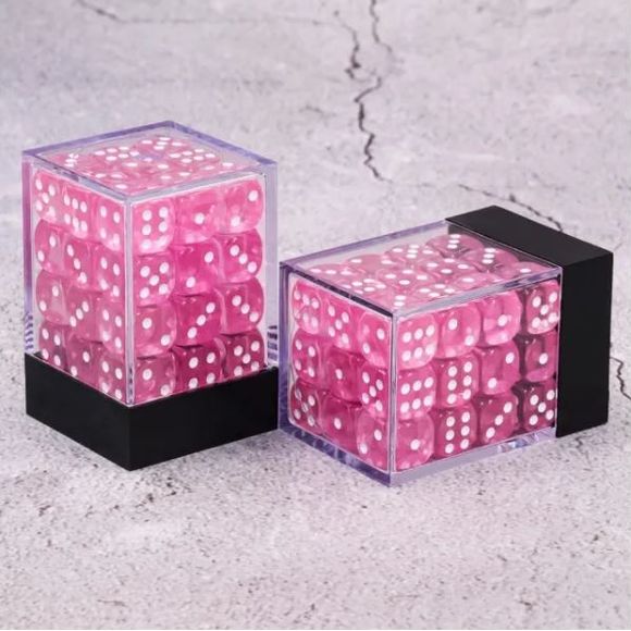 36 individual D6 dice in a container.