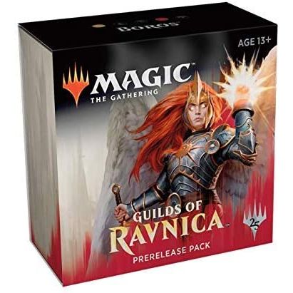 MTG Pre-release kit for all Magic the Gathering Fans! Includes 5 Guilds of Ravnica packs, 1 Seeded booster (Matching Guilds) with 14 cards, 1 Prerelease Promo card and a spindown style D20 dice lifecounter.