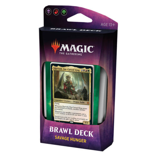 Brawl Decks are 60-card ready-to-play decks, all Standard-legal, and designed specifically for the Brawl format. There are four decks available, and each has seven Standard-legal cards not available in Throne of Eldraine booster packs. 
Contents:
• 60-card Standard-legal singleton deck (no more than 1 copy of a given card, except basic lands)
• 7 Standard-legal cards not found in traditional Throne of Eldraine booster packs
• 1 foil legendary creature not found in Throne of Eldraine booster packs
• 1 Life W