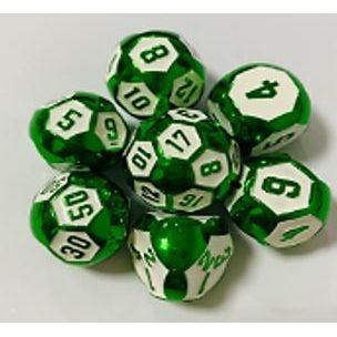 The perfect companion for your gaming needs! These premium die-cast polyhedral dice are exactly what you've been searching for that upcoming game night with the group. Each set weighs roughly 5 ounces and are stored in a quality, brushed metal tin with foam insert. These dice are engraved with crisp, easy-to-read numerals. Many styles and colors are available.
This set includes on of each: d20, d12, d10, d10 (percentile), d8, d6, and a d4 (7 dice in total). All inside the Galactic Toys Dice Tin.