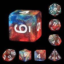Galactic Dice Acrylic HD Dice Sets - Dragon Scale (Blue, Red, & White) Set of 7 Dice | Galactic Toys & Collectibles