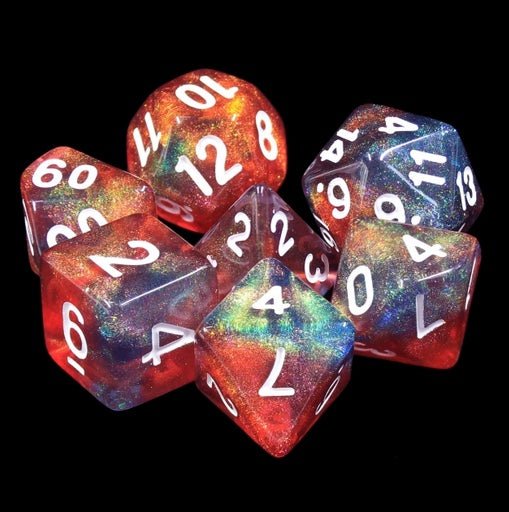 Galactic Dice Acrylic HD Dice Sets - Dragon Scale (Blue, Red, & White) Set of 7 Dice | Galactic Toys & Collectibles