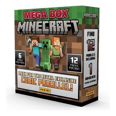 Explore, build, and collect with the Panini Minecraft Mega Box—an officially licensed 2024 Minecraft trading card product. Featuring 60 cards, including foil parallels and rare inserts, this mega box is perfect for fans of Minecraft and card collectors alike. Chase fan-favorite mobs, biomes, weapons, and characters in full-color collectible form. The official Minecraft Trading Card collection features over 200 cards from the influential and iconic game, including characters, mobs and biomes! Find limited-ed