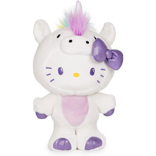 HELLO KITTY UNICORN PLUSH: Hello Kitty is looking more magical than ever dressed up as a beautiful unicorn with purple, sparkling hooves that match her bow!
SPARKLES AND RAINBOW DETAILS: This free-standing, 9.5-inch Hello Kitty plush in a white unicorn hoodie has adorable embroidered face and nose details and a rainbow mane that fluffs down her back and up around a sparkling unicorn horn on top of her head.
THE PERFECT GIFT: A fun gift for fans of the Hilda Netflix series or graphic novels. Our plush charac