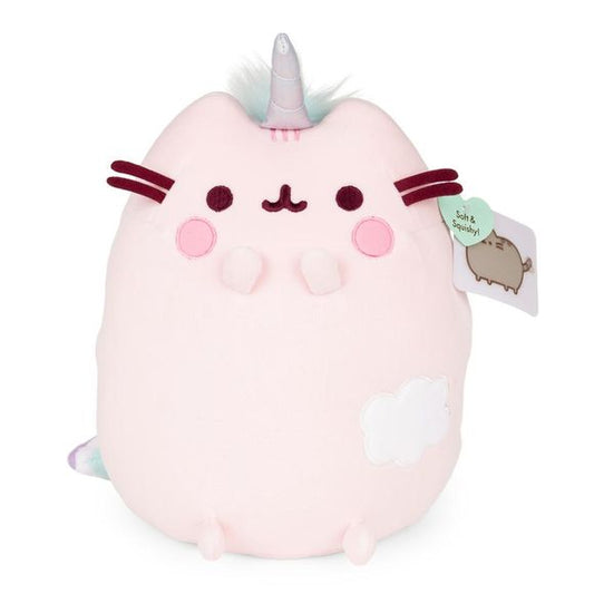 Dreamy Pusheenicorn has arrived as a 9.5` super squishy, super huggable Squisheen! Elastic fabric provides satisfying squish. She features pink plush, rosy blushing cheeks, iridescent horn & cloud embroidery.