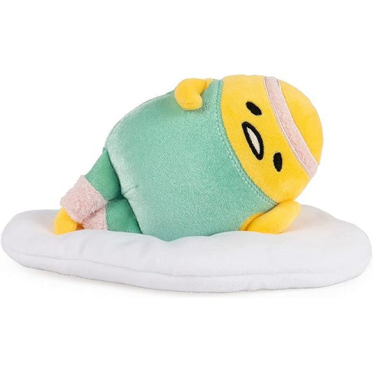 Gudetama can’t be bothered to exercise, so don’t even try. This adorable 5-inch Gudetama plush features everyone’s favorite egg sporting a teal workout unitard and pink sweatbands, while lounging on a super-soft plush egg white holding a sideways plank position.