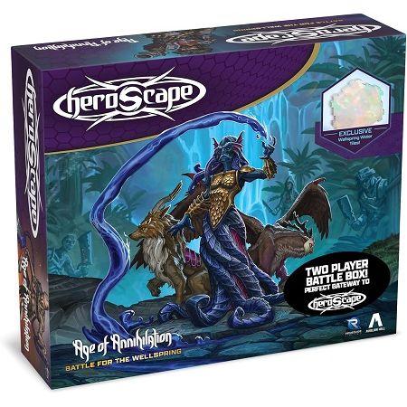 The wellsprings of Valhalla, a resource long warred over by the powerful Valkyrie. Upon the discovery of a wellspring the spark of battle is sure to follow. A group of rogues plan a deadly ambush. If successful, the mystical Wellsprings themselves may be forfeit. Only an unlikely group of scouts stands between them and the most precious resource in all of Valhalla. Heroscape: Battle for the Wellspring allows 2 players to take their first steps into the exciting world of the expandable Heroscape miniatures g