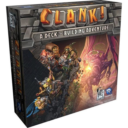 Burgle your way to adventure in Clank!, the new deck-building board game. Sneak into an angry dragon's mountain lair to steal precious artifacts. Delve deeper to find more valuable loot. Acquire cards for your deck and watch your thievish abilities grow. Be quick and be quiet. One false-step and - CLANK! Each careless sound draws the attention of the dragon, and each artifact stolen increases its rage. You can only enjoy your plunder if you make it out of the depths alive! Contents Summary: Double-sided gam