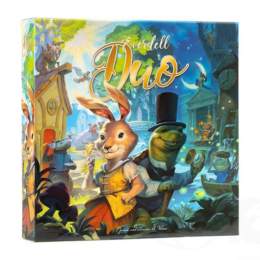 Wisely govern your woodland city to ensure that your critter citizens are joyful, buildings are properly constructed, and plenty of Events are held to celebrate your triumphs! This stand-alone game in the charming world of Everdell is made especially for two players. It offers competitive head-to-head gameplay, and also a robust and exciting cooperative campaign.
Featuring an innovative turn structure, over 75 unique card abilities, and more than 30 different Events to achieve, Everdell Duo is an expansive