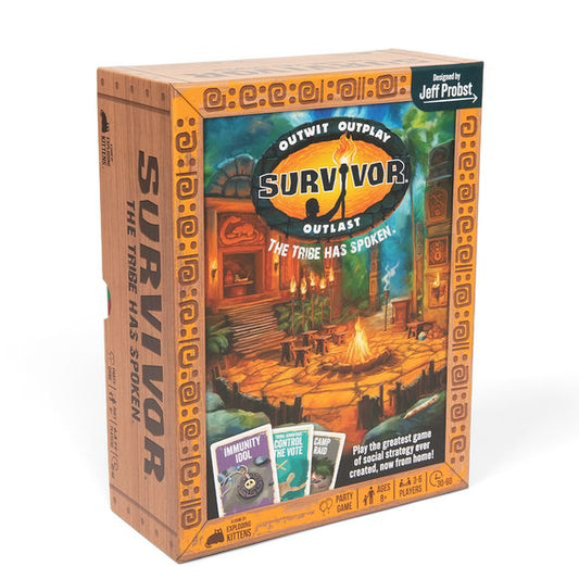 Survivor™: The Tribe Has Spoken™ is the only official Survivor™ card game. This party game is the closest you can get to competing on the island without leaving your living room. You’ll collect advantages, find hidden Immunity Idols, form secret alliances, and vote out other players to become the sole survivor. Designed by Jeff Probst, this thrilling family game is perfect for adults, teens, kids, Survivor™ superfans, and newbies alike!