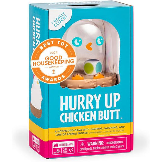 Shake the Chicken to reveal your activity, then quickly perform it before passing the Chicken Shaker to the next player. Don't get caught holding the Chicken when the timer goes off! This game is fast, funny and it's different every time. Plus, everyone has an equal chance to win... expecially the little ones! Perfect for family game night or encouraging groups of kids to play together. You'll laugh your butt off!
