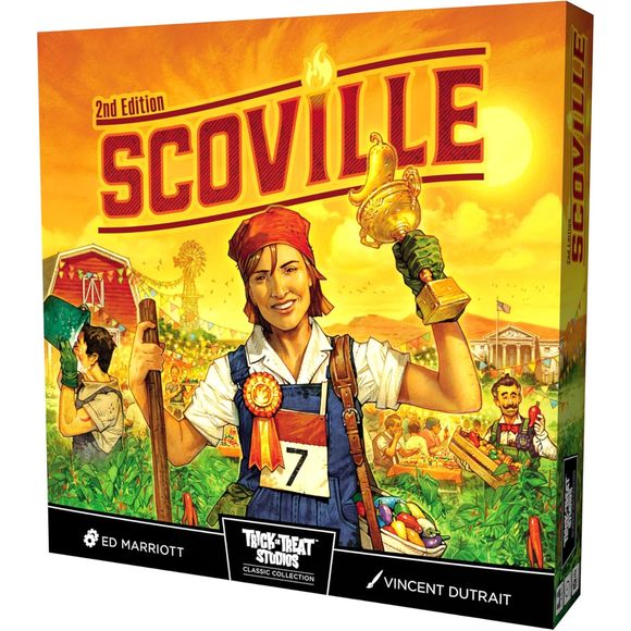 A true second edition of a beloved classic! In Scoville, players bid for turn order, plant and harvest peppers, complete recipes, and attempt to be crowned pepper king or queen! Features all new art (Vincent Dutrait!) and components, new single player rules, and the Labs expansion - all in the base box!
