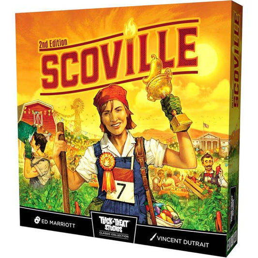 A true second edition of a beloved classic! In Scoville, players bid for turn order, plant and harvest peppers, complete recipes, and attempt to be crowned pepper king or queen! Features all new art (Vincent Dutrait!) and components, new single player rules, and the Labs expansion - all in the base box!