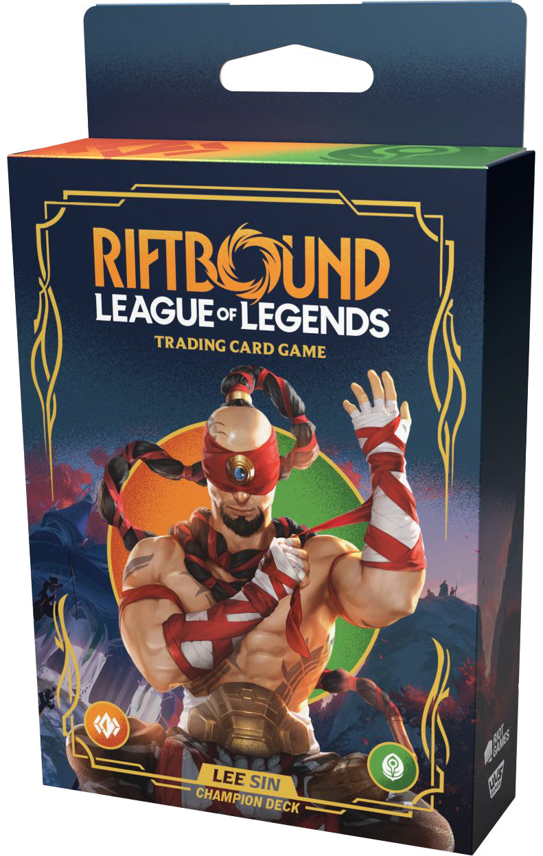 Kick into gear with Lee Sin, the Blind Monk, and strike with unwavering discipline in this Champion Deck! In this preconstructed 56-card deck, Lee Sin seeks to outmatch any opponent he faces as he seeks to win battles, power up units through buffs, and protect its empowered units through defensive spells.
- Ready to Play: Ready to Play - a full 56-card preconstructed deck featuring Lee Sin, designed for accessible and dynamic gameplay.
- Upgrade with Ease: Includes 3 rares with a clear path to competitive u