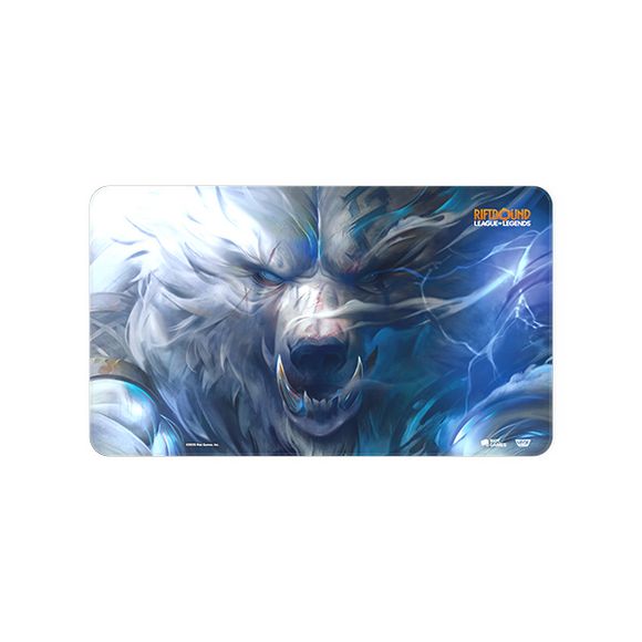 Forge your path through the Rift with this Volibear playmat that provides protection, style, and serious presence at the table. Stitched trim playmat in a retail ready box allows players to protect their cards in style!
High quality - 24 x 14 inch neoprene playmat with stitched trim and rubber backing provides smooth play surface to protect your cards
Rep your Champion - Riftbound: Origins playmat featuring Volibear!
