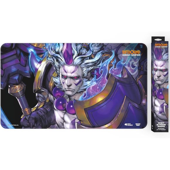 Forge your path through the Rift with this Darius playmat that provides protection, style, and serious presence at the table. Stitched trim playmat in a retail ready box allows players to protect their cards in style!
High quality - 24 x 14 inch neoprene playmat with stitched trim and rubber backing provides smooth play surface to protect your cards
Rep your Champion - Riftbound: Spiritforged playmat featuring Darius!