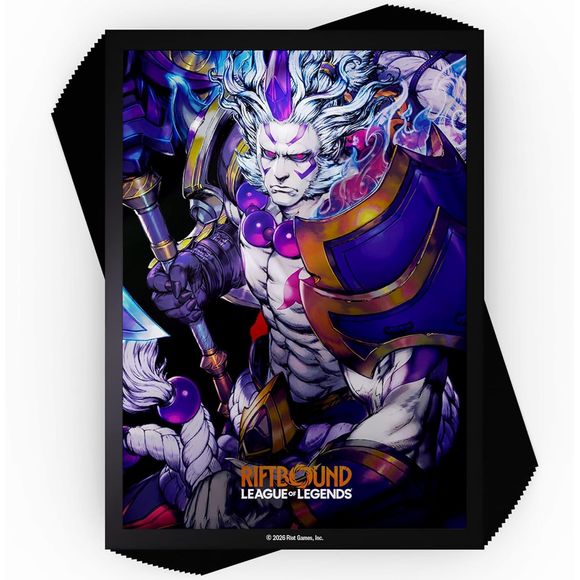 Channel the power of the Rift - theese official Riftbound sleeves don't just protect your deck, they command attention. Pack 100 sleeves featuering fan favorite Champion, Darius!