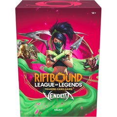 Crack into the Vendetta Vault! This bundle contains a variety of contents that are perfect to compliment a growing Riftbound collection. Packaged in a card storage box, inside you’ll find 6 Booster Packs from Riftbound Set 4: Vendetta, 36 basic runes to power your decks, and 3 double-sided full-art tokens.
Grow your collection! – 6 booster packs of Riftbound: Vendetta
Promos – 3 copies of a double-sided full-art token card!
Stay Organized – Custom card storage box
Rune Pack – 6 of each Rune type for a tota