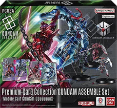 Contents
x3 Different GUNDAM ASSEMBLE Miniatures to be assembled:
T-014 GQuuuuuuX (Omega Psycommu)
T-015 Red Gundam
T-016 GFreD
x14 Alt-Art Cards
x1 Bonus Pack (1 Card from 5 types)
x1 ASSEMBLE Instructions/Playsheet