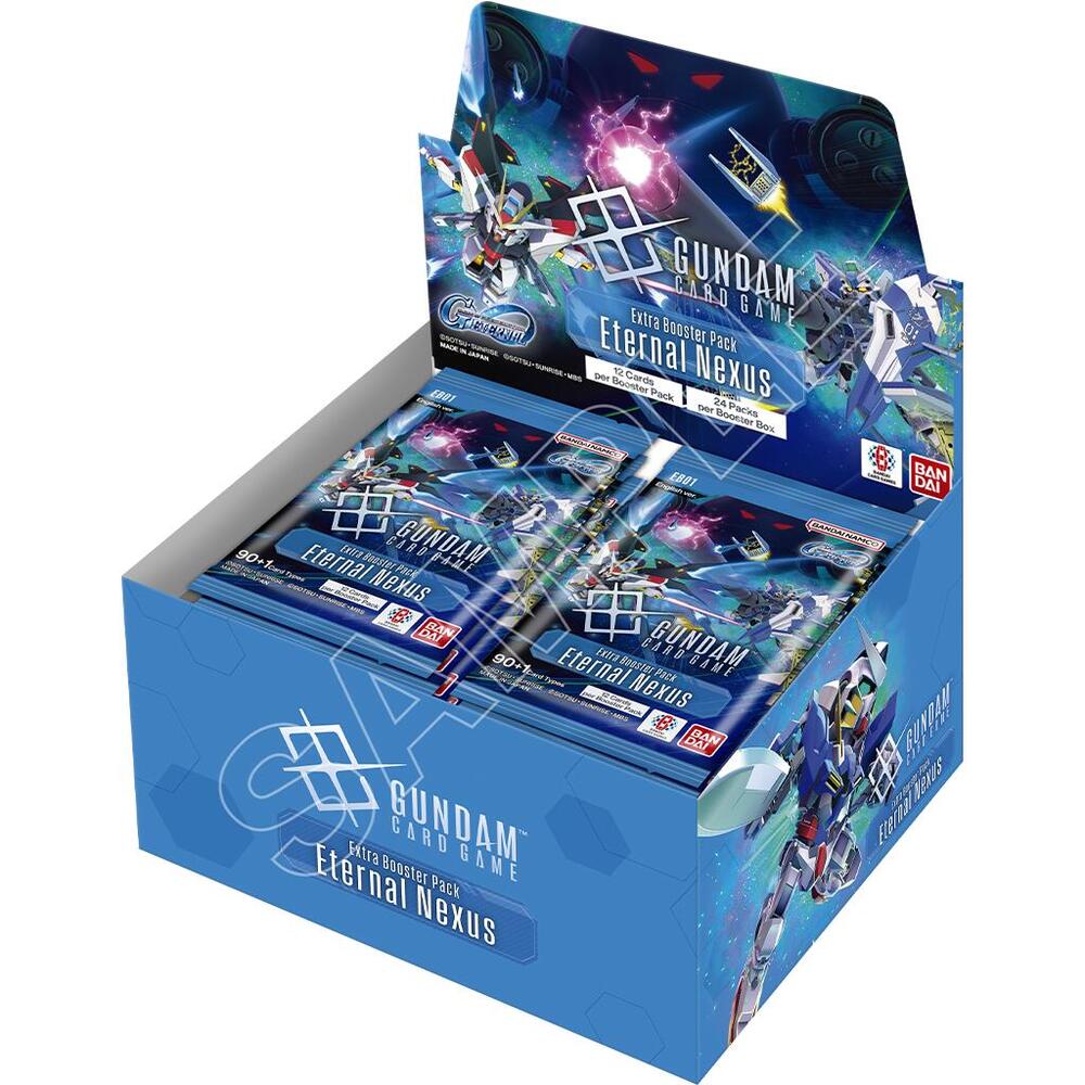 Release Date 6/26/2026
A battle that transcends generations begins with cards. The “SD Gundam G Generation Eternal” × “Gundam Card Game” collaboration is here.
This product contains numerous cards designed for multiplayer modes, such as team battles where two players form a team, and battle royale modes for up to four players.
A collaboration product between the app game "SD Gundam G Generation Eternal" and "GUNDAM CARD GAME" has arrived. Collaboration booster pack for “SD Gundam G Generation Eternal” is he