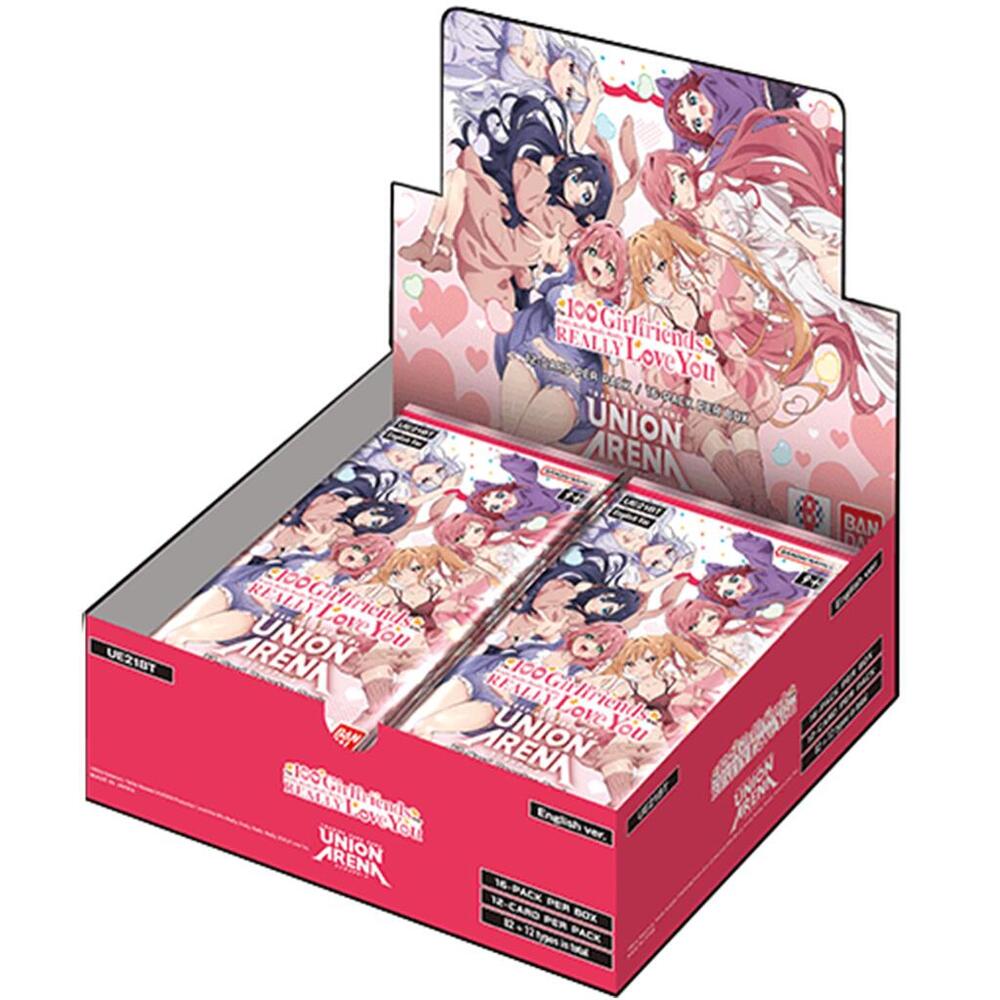 The 100 Girlfriends Who Really, Really, Really, Really, REALLY Love You finally joins UNION ARENA! ! Featuring numerous stunning cards of the six girlfriends who appear in Season 1 of the TV anime! Includes cards featuring special newly drawn illustrations of the six girlfriends, created exclusively for UNION ARENA! In addition to the newly drawn pajama illustrations, the set also includes cards featuring the girls in their school uniforms and swimsuits. Choose your favorite girlfriend and build your deck!