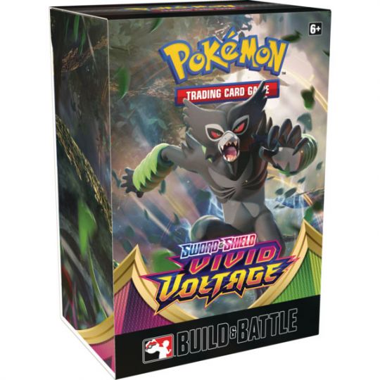 Discover new brilliance and maximum power in the Pokémon TCG: Sword & Shield—Vivid Voltage expansion as more Pokémon V appear, including the newly discovered Mythical Pokémon Zarude! Unique new Amazing Pokémon burst onto the scene with a rainbow splash, alongside more Pokémon VMAX…including the splendor, the majesty, the delightful round wonder that is Gigantamax Pikachu! Put a little color and a lot of spark into your deck or collection with the Sword & Shield—Vivid Voltage expansion!