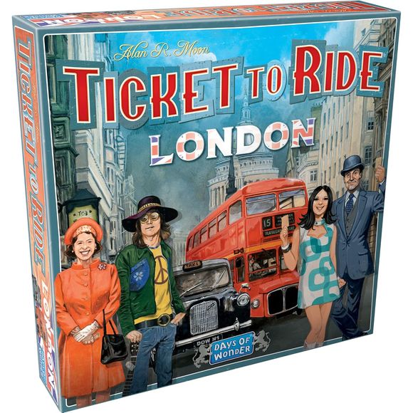 Ticket to Ride: London is an elegantly simple version of Ticket to Ride where players race around 1970s London to claim the most important bus lines and complete their Destination Tickets, connecting Districts in the capital of the United Kingdom. With its quick and compact format, Ticket to Ride: London is fast-paced, easy to learn in three minutes, and extremely portable. Perfect for new players and veterans alike.