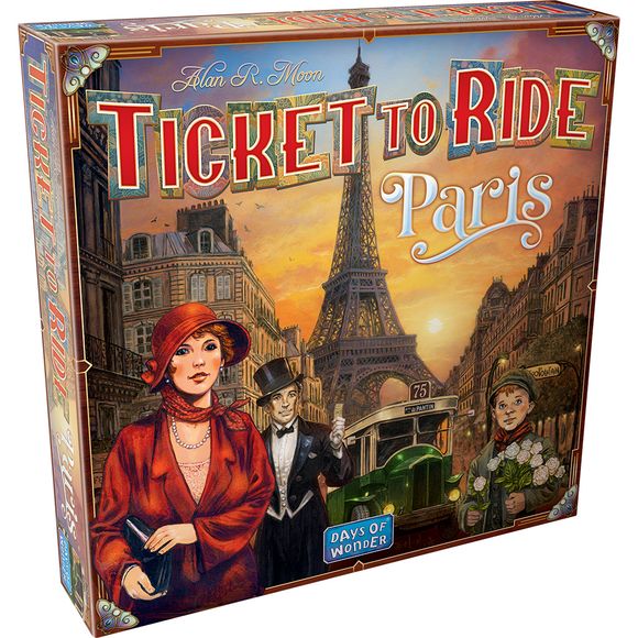 Enjoy the City of Lights! Find yourself transported to the glamorous Paris of the roaring twenties. Jump aboard an open platform bus, cruise down les Champs-Elysées, admire the Eiffel Tower and conclude your day by enjoying a picturesque sunset from a charming terrace in Montmartre.
In this fast-paced Ticket to Ride game, players race one another to visit the most iconic locations of the city and complete their Destination Tickets. The winning player will efficiently utilize the Parisian bus network in thi